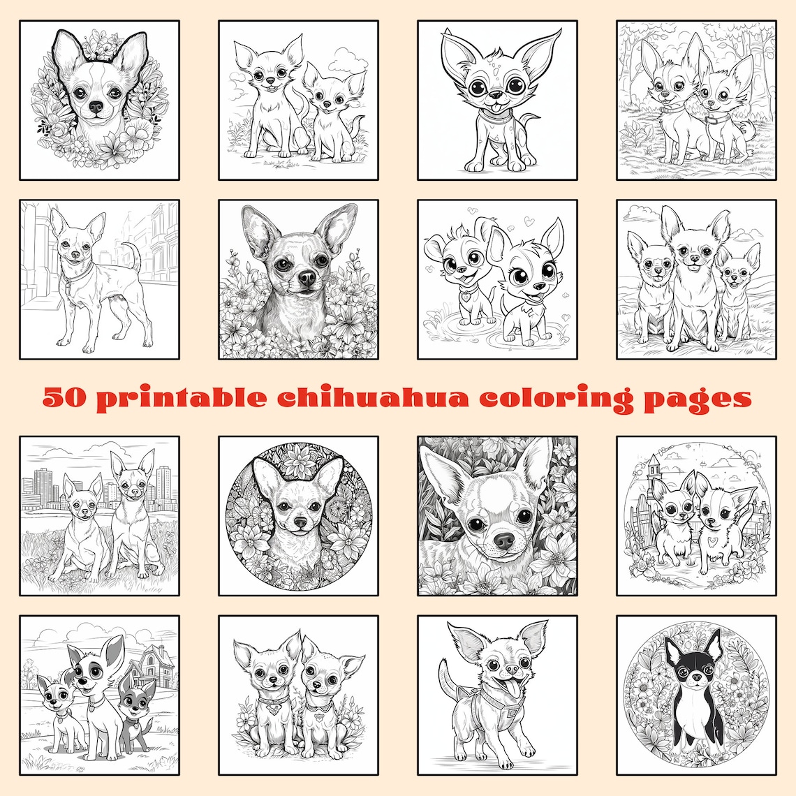 50 Cute Chihuahua Coloring Pages Printable Dog Coloring Pages for ...