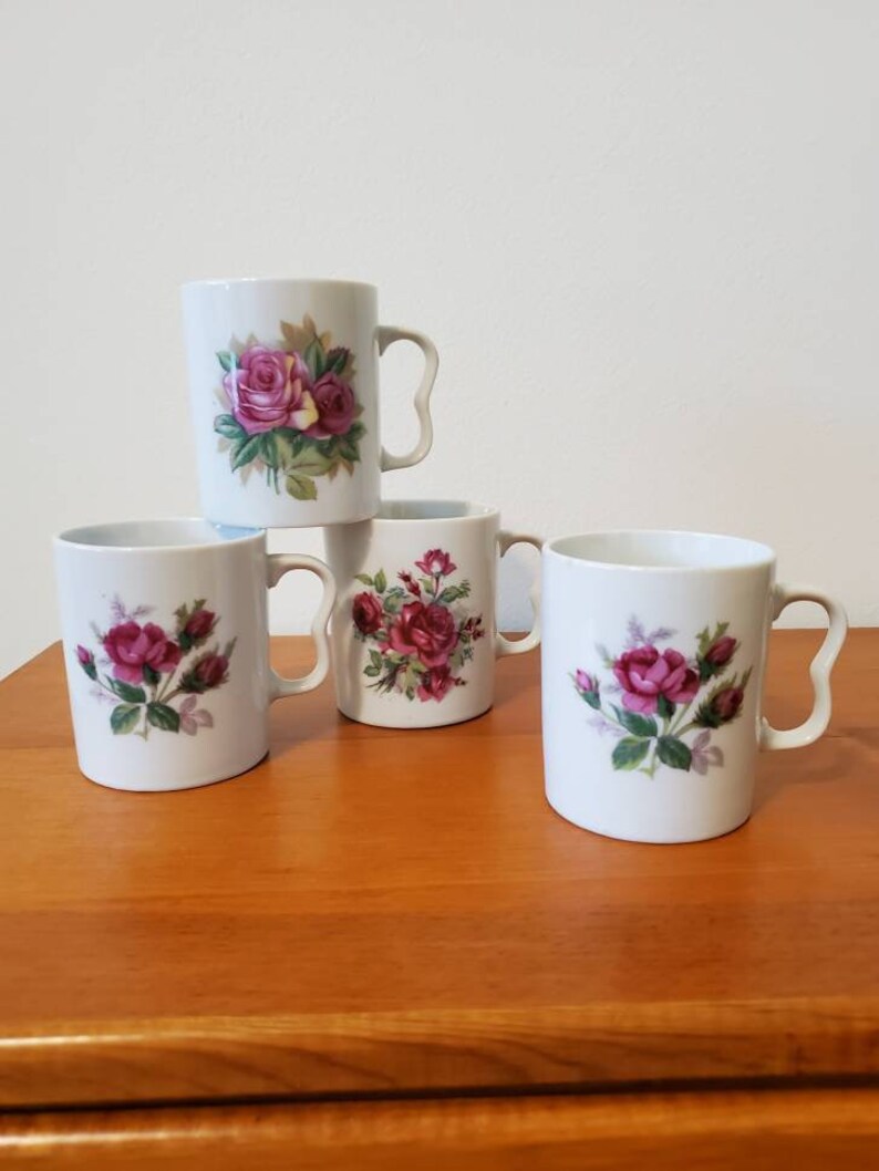 RW Essentials Floral Haven Multi-Color Porcelain Coffee Mugs Set of Four New RW Essentials Floral Haven Multi-Color Porcelain Coffee Mugs Set of Four New