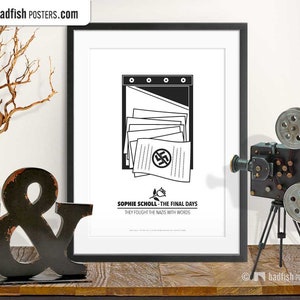 Sophie Scholl Print, The Final Days, Alternative Movie Poster, Black & White, Minimal, WWII Movie, Resistance Leaflets, The White Rose, Gift