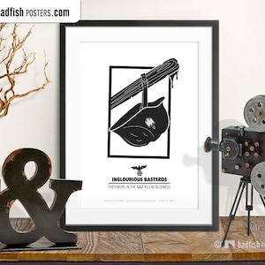 Inglourious Basterds Print, Alternative Movie Poster, Black & White, Minimalist Quality Prints, Cine, WWII, Baseball Bat, Movie Fans Gift