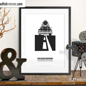 Set of 3 Movie Posters, Movie Clap, The Blues Brothers, The Blues Brothers Copmobile, Cinephilia Collection, B&W Minimal, Movie Fans Gift image 3