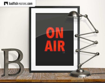 On Air Print, Street Sign Style, Dominant Red, Warning Sign, On The Air, Radio Studio Sign, Modern Graphic Style, High Quality Print, Gift