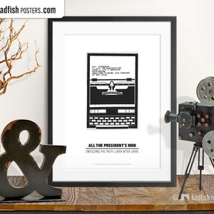 All The President’s Men Print, Alternative Movie Poster, Minimalist, Wall Art, Black & White, Quality Prints, Teleprinter, Movie Fans Gift