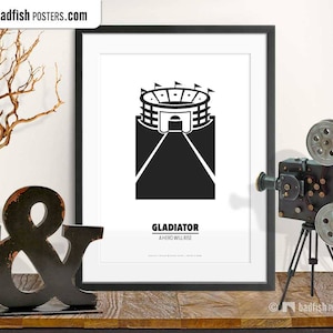 Gladiator Print, Alternative Movie Poster, Black & White, Minimalist, Quality Prints, Cine, Roman Army, Maximus, Colosseum, Movie Fans Gift