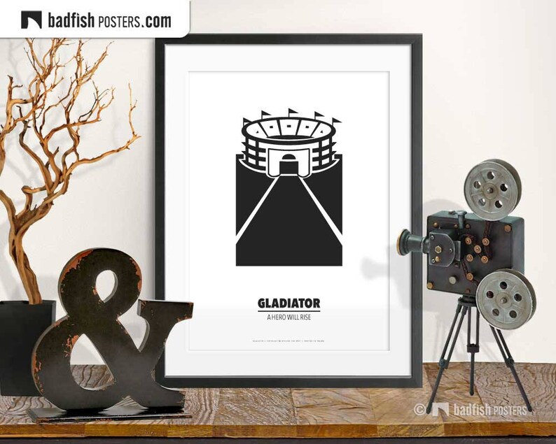 Gladiator Print, Alternative Movie Poster, Black  White, Minima