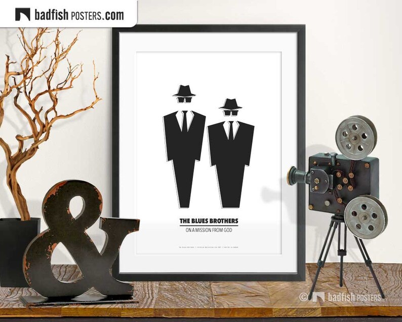 Set of 3 Movie Posters, Movie Clap, The Blues Brothers, The Blues Brothers Copmobile, Cinephilia Collection, B&W Minimal, Movie Fans Gift image 4