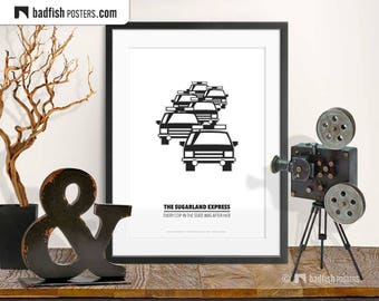 The Sugarland Express Print, Alternative Movie Poster, Sugar Land Texas, Movie Lovers Gift, Quality Print, Black & White Minimalist Wall Art