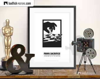 Pawn Sacrifice Print, Alternative Movie Poster, Minimal Wall Art, Black&White, Chess Player, Chess Master, Chess, Checkmate, Movie Fans Gift