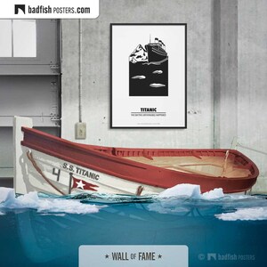 Titanic Print, Alternative Movie Poster, RMS Titanic, Iceberg Collision, Movies, Gift, Quality Prints, Black & White, Minimal Cine Wall Art image 6