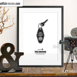 The Shining Print, Alternative Movie Poster, Hotel Key Chain, Room 237, Winter Caretaker, Quality Prints, Black & White Minimalist Wall Art