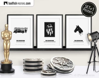 Set of 3 Movie Posters, The Godfather Collection, Don Corleone, Cinephilia Collection, Alternative Movie Prints, B&W Minimal, Movie Fan Gift