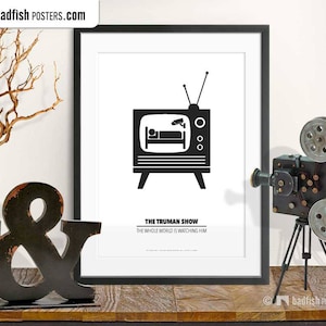 The Truman Show Print, Alternative Movie Poster, Minimal Wall Art, Black & White, TV Show, Reality TV, Cinema, Vector Art, Movie Fan Gift