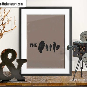 The Birds Hitchcock Print, Birds, Crows, Brown, Movie Poster, Wall Art, Alternative Movie Poster, Wall Decor, Home, Master of Suspense, Gift