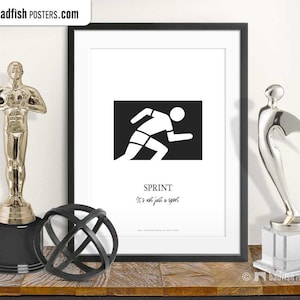 Sprint Print, Sprinting Sport, Athletics, Sprinter, Athlete, Hobby, Black & White, Wall Art Decor, Quality Print, Sprint Enthusiast Gift
