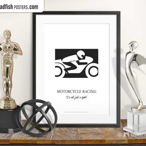 Motorcycle Racing Print, Motorbike Racing, Hobby, Champion, Black & White, Wall Art Decor, Quality Print, Motorcycle Racing Enthusiasts Gift