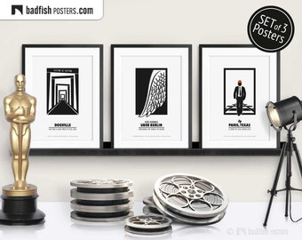 Set of 3 Movie Posters, Dogville, Berlin, Paris, Cinephilia Collection, B&W, Alternative Movie Prints, Movie Fans Gift