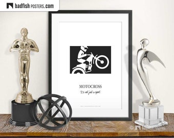 Motocross Print, Motorcycle Racing, Off-Road Motorbike, Hobby, Champion, Black & White Wall Decor, Quality Print, Motocross Enthusiasts Gift