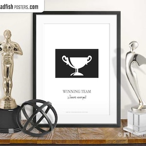 Winning Team Print, Winners, Champions, Team Sport, Winner Trophy, Black & White, Wall Decor, Quality Print, Gift, Team Sports Enthusiasts