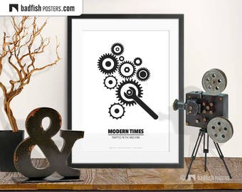 Modern Times Print, Alternative Movie Poster, Black & White Minimal Wall Art, Assembly Line, Quality Prints, Movie Lovers Gift,  Cinephilia