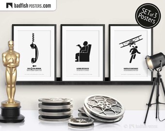 movie posters alternative Set of 3 Movie Posters, Dial M For Murder, Alfred Hitchcock, North by Northwest, Cinephilia Collection, Alternative Movie Prints, Gift Set