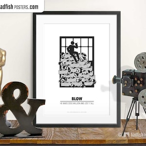 Blow Print, Alternative Movie Poster, Black & White, Minimal Wall Art, Cocaine Smuggler, Drug Money, Drugs, Quality Prints, Movie Fans Gift