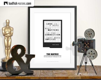 The Matrix Print, Alternative Movie Poster, Minimal Wall Art, Black & White, Matrix Quote, True Love, Grid, Chip, Dystopia, Movie Fans Gift