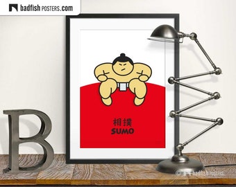 Sumo Print, Sumo Wrestler, Vector Illustration, Japan, Sumo Wrestling, Japanese Martial Art, Modern Graphic Art, Traditional Topknot Haircut