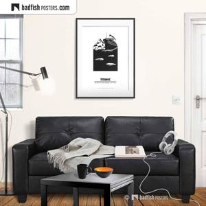 Titanic Print, Alternative Movie Poster, RMS Titanic, Iceberg Collision, Movies, Gift, Quality Prints, Black & White, Minimal Cine Wall Art image 3