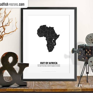 Out Of Africa Print, Alternative Movie Poster, Black & White, Minimal Wall Art Decor, Africa Map, Cine, High Quality Print, Movie Fans Gift