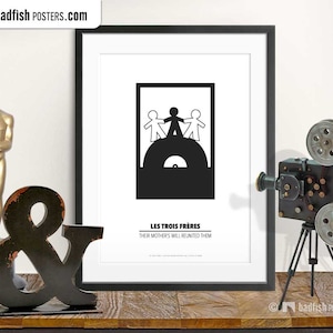 Les Trois Frères Print, Alternative Movie Poster, Black & White, Minimal Wall Art, The Three Brothers, French Comedy, Vinyl, Movie Fans Gift