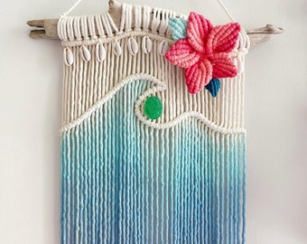 Wave Macrame Wall Hanging | Plumeria | Cowrie Shells