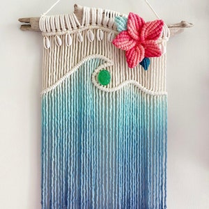 Wave Macrame Wall Hanging | Plumeria | Cowrie Shells