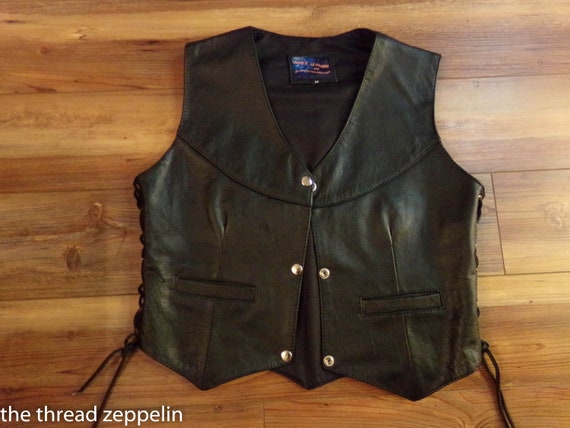 Ladies Vintage Leather Biker Vest