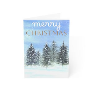 Merry Christmas Winter Trees Luxury Greeting Card, Winter Wonderland Christmas Card Pack, Original Art Christmas Cards, Blank Cards.