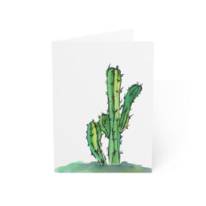 Carte de peinture à l'aquarelle de cactus, cartes de voeux de luxe vierges, merci, cartes de joyeux anniversaire ou de rétablissement, jeu de cartes d'art originales.