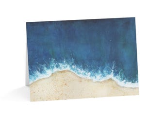 Ensemble de cartes de voeux océan océan peintes à la main, art côtier