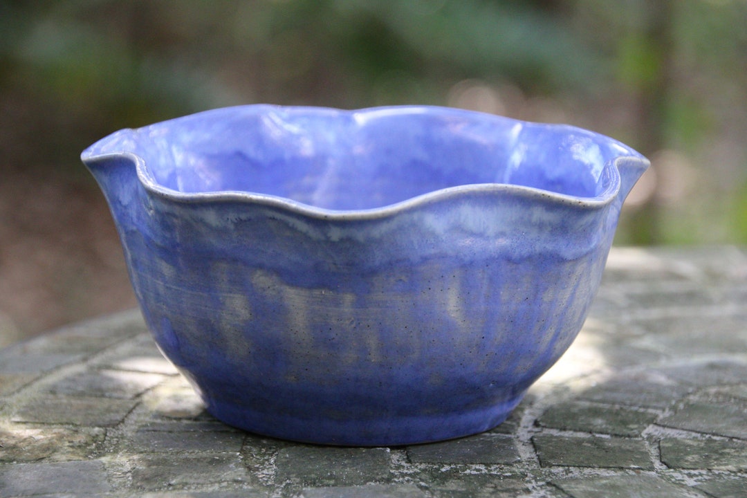 Blue Ruffle Stoneware 6-inch Bowl - Etsy