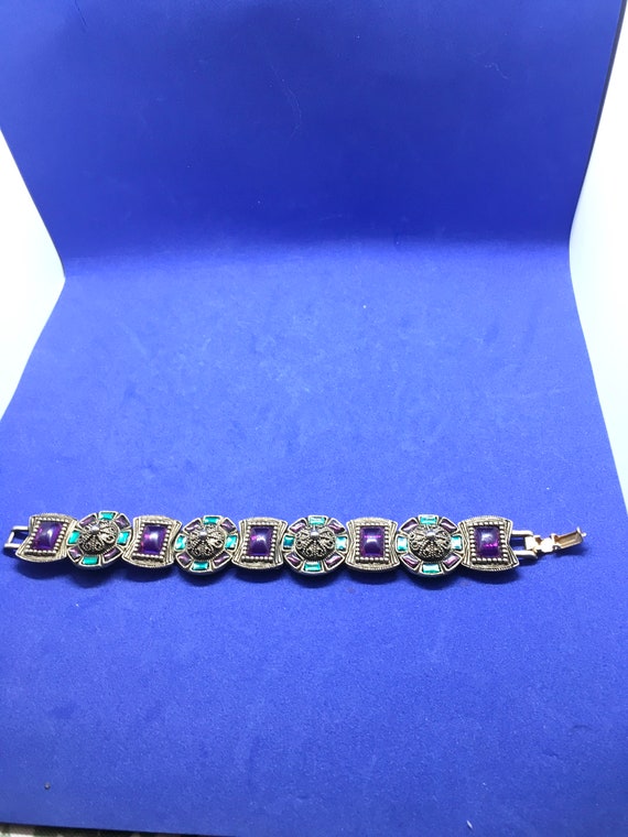 Vintage Emmons Gold, Purple and Green Bracelet 199