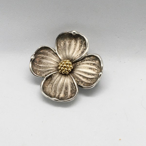 B.A.Ballou   Antique Pin /Brooches Silver 925 and 18 K center. Floral from 1970’s. Mint