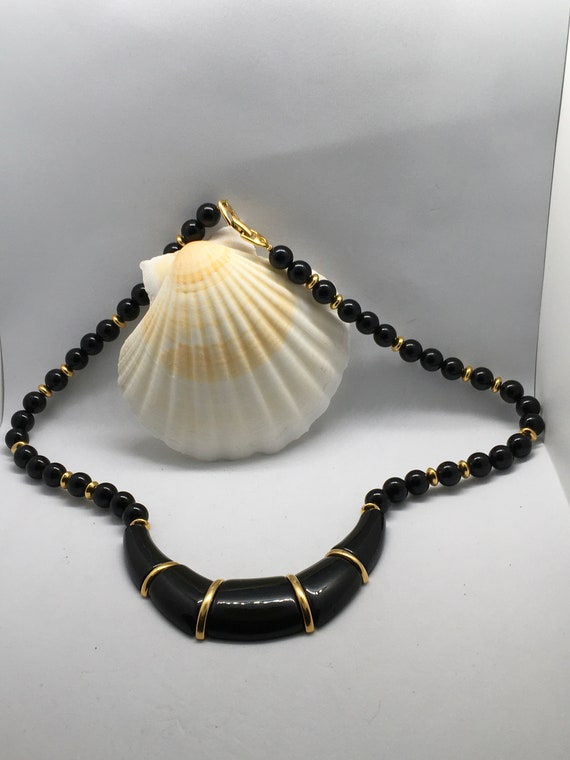 Napier Vintage Black & Gold Statement necklace Bea