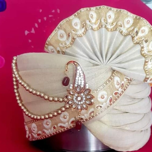 Indian Wedding Pagri /Turban, Royal Traditional Pagdi, Maharaja style Safa unique Sherwani shops Accessory Ready to wear Turban