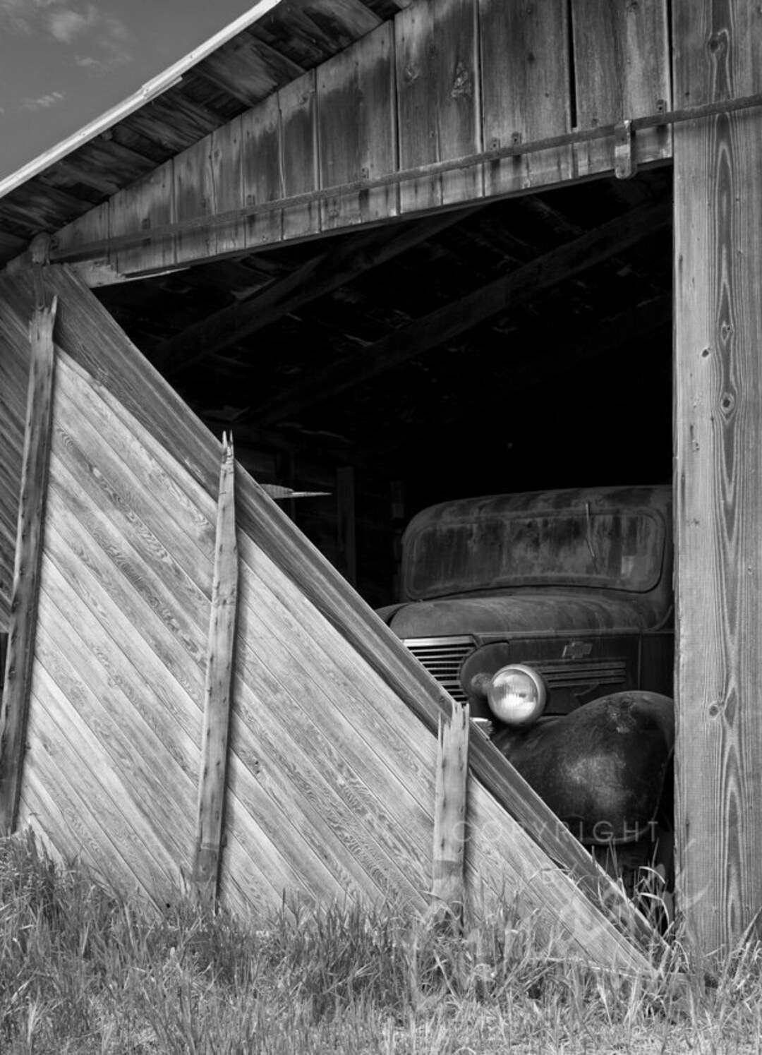 Barn Find / Rustic Black and White Photograph, Fine Art, Rustic Wall