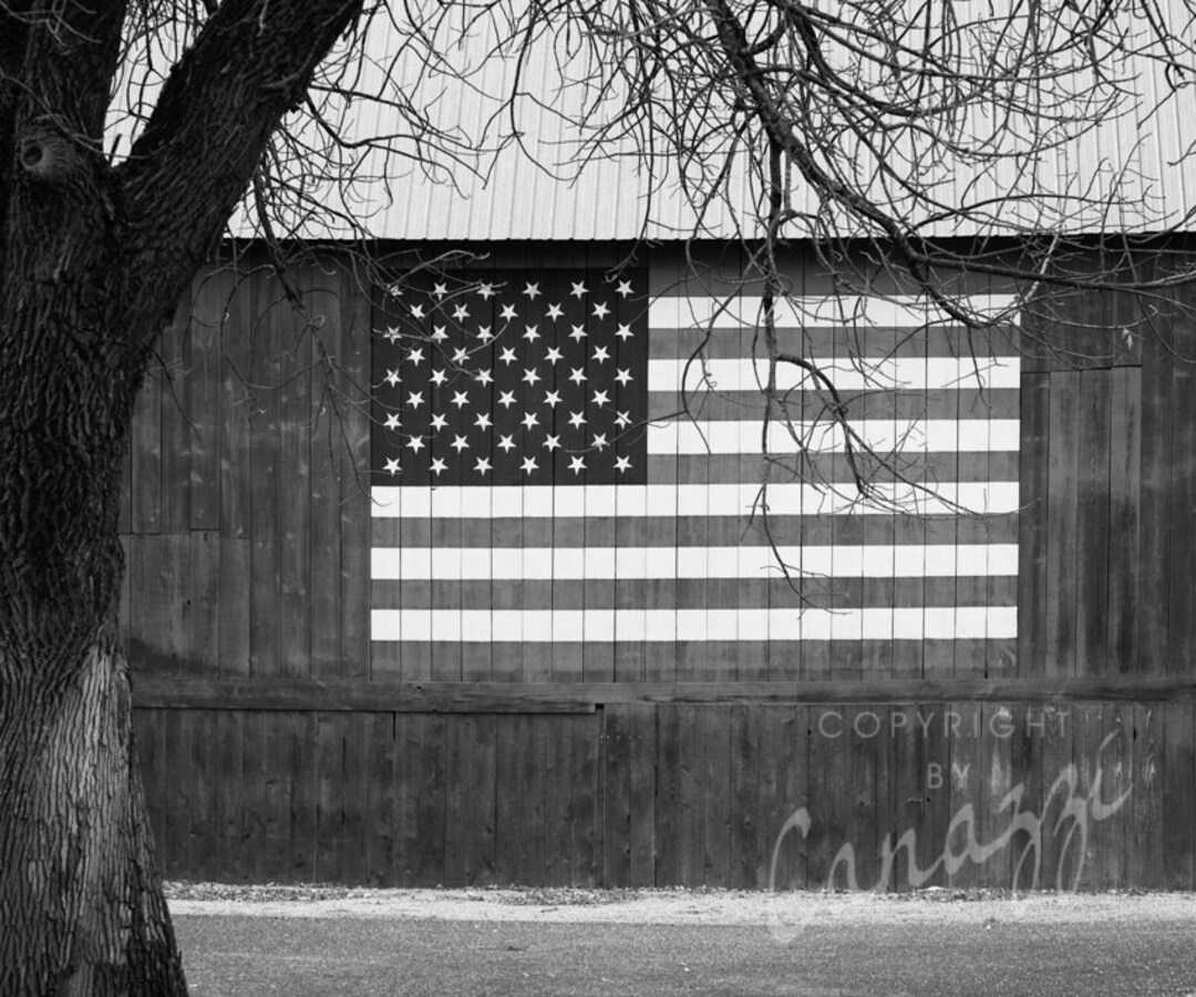 Faithful Flag / Rustic Black and White Photograph, Fine Art, Rustic
