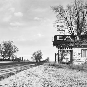 Desolate Diner / rustic black and white photograph, fine art, rustic wall art print, rural photo, b&w photography, farmhouse decor