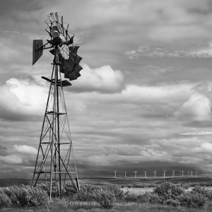 Yesteryear / black and white photograph, fine art, wall art print, b&w photography, wall decor, rustic photograph, windmill, farmhouse decor