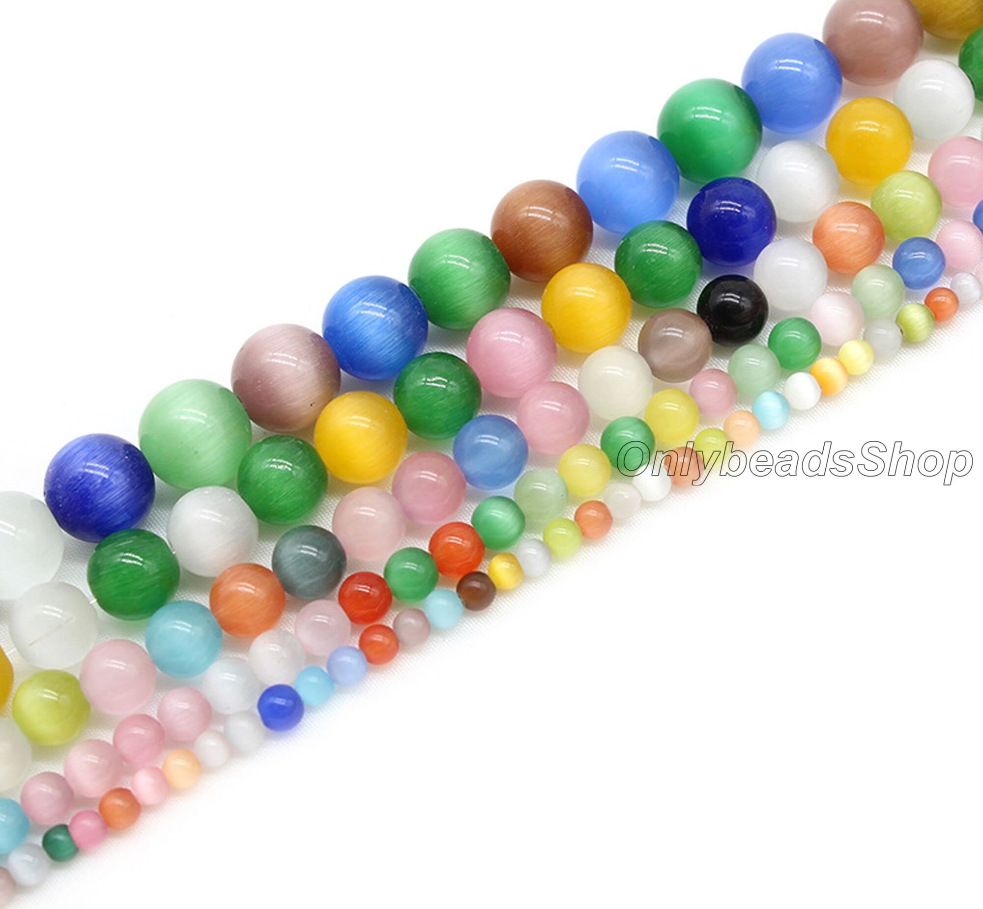 Rainbow Cat Eye Gemstone Beads,Smooth Round Rainbow Cat Eye Beads,Healing Gemstone Beads,Wholesale Cat Eye Stone Beads,DIY Gift-6mm 8mm 10mm