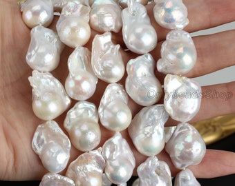 13-17x18-20mm Natural White Freshwater Baroque Pearls,Jewelry Making,Loose Pearl Strand Supply,Wholesale-YHZ002-5
