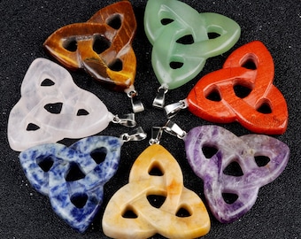 1PC Natural Irish Celtic Knot Gemstone Pendant,Loose Pendant,Healing Gemstone,Wholesale Pendant,Jewelry Making,Valentine&#39;s Day Gift-A1116