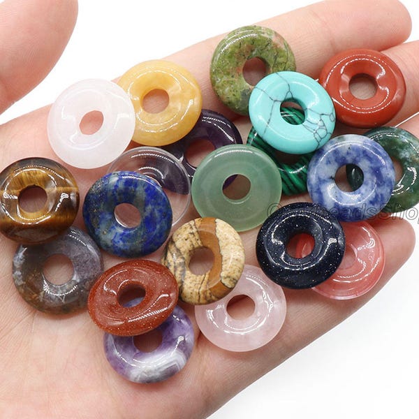 18mm 1pc Mixed Types of Gemstones,Loose Rondelle Bead,Natural Gemstone Bead,Large Hole 6mm Beads for Jewelry Making,Wholesale Bead,DIY-B1151