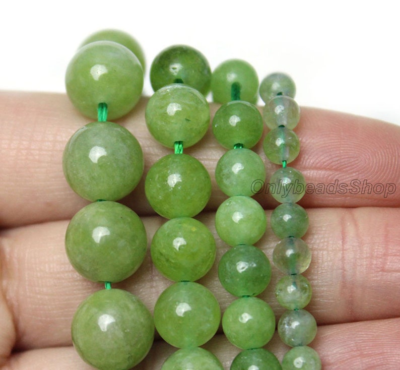Olive Green Chalcedony Bead,Smooth Round Chalcedony Beads,Loose Green Beads Supply,Wholesale Round Chalcedony Bead,DIY Necklace-6mm 8mm 10mm image 5
